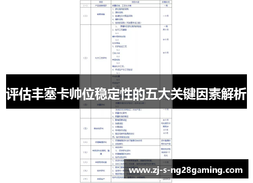 评估丰塞卡帅位稳定性的五大关键因素解析